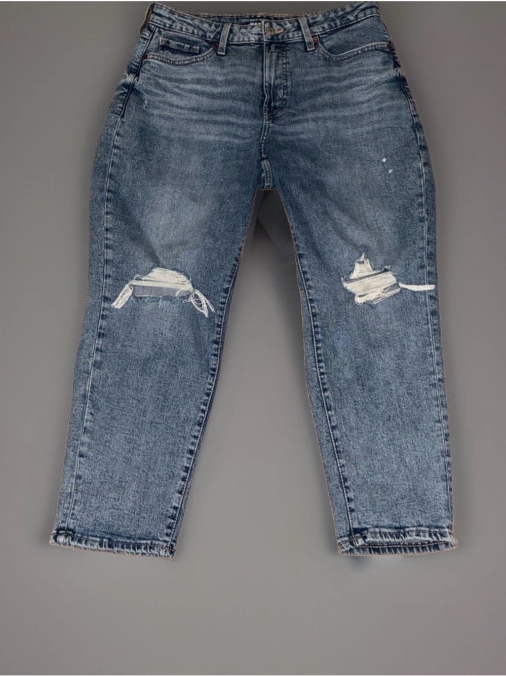 Old Navy High Rise Curvy OG Straight Ankle Lt Wash Distressed Denim Jeans 10P